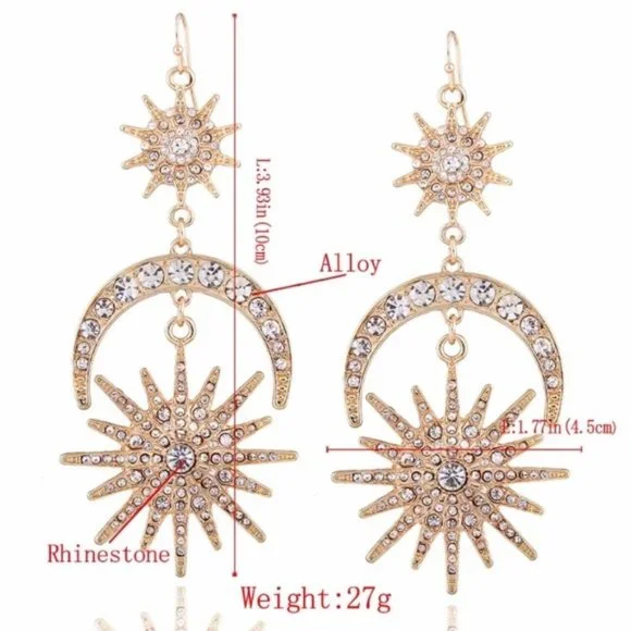 ZARA Moon and Star Gorgeous Earrings - Picture 4 of 6